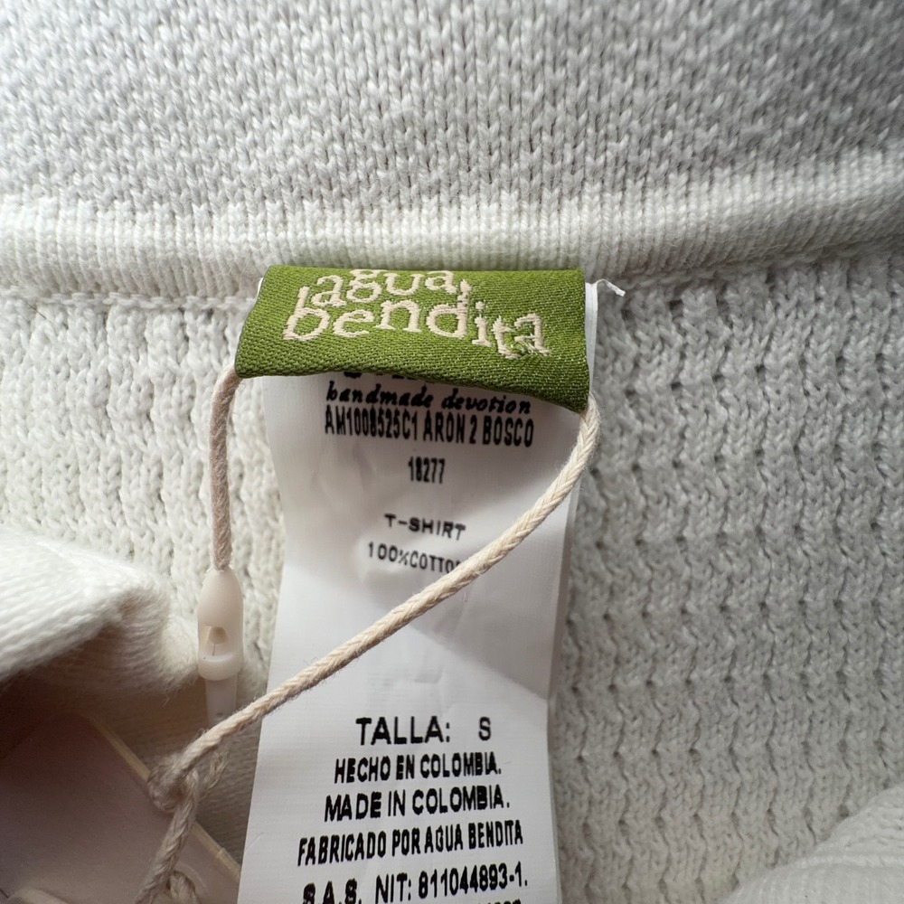 Agua Bendita Polo Shirt Men S White Cotton Knit Miami Hand Made Tulum luxury NWT - Picture 8 of 13